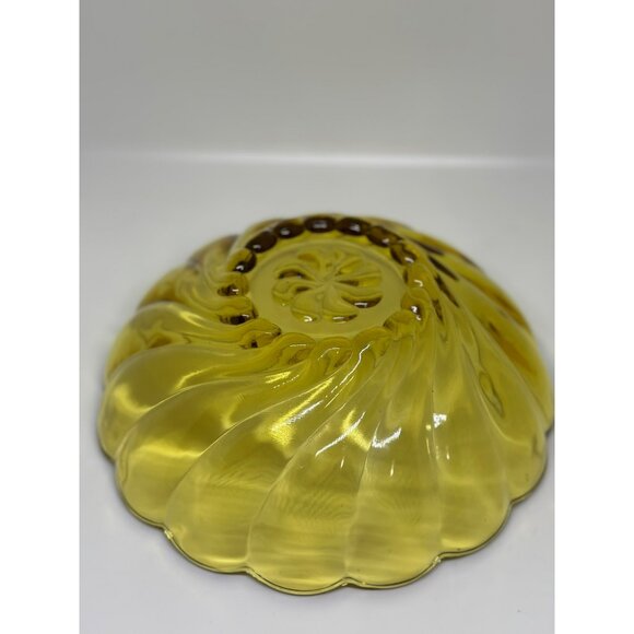 VTG Hazel Atlas Amber Capri Swirl Serving Bowl Depression Glass 9" Diameter - Picture 4 of 6
